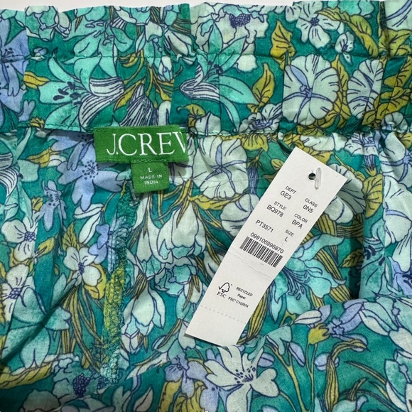 J. Crew Cotton Voile Ruffle Beach Short in Aqua Blooms Size Large NWT - Picture 4 of 6